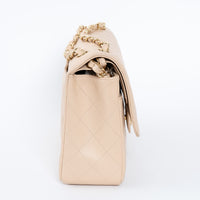 Pre-Loved Chanel™ Beige Pebbled Leather Double Flap Bags Large & Jumbo Size