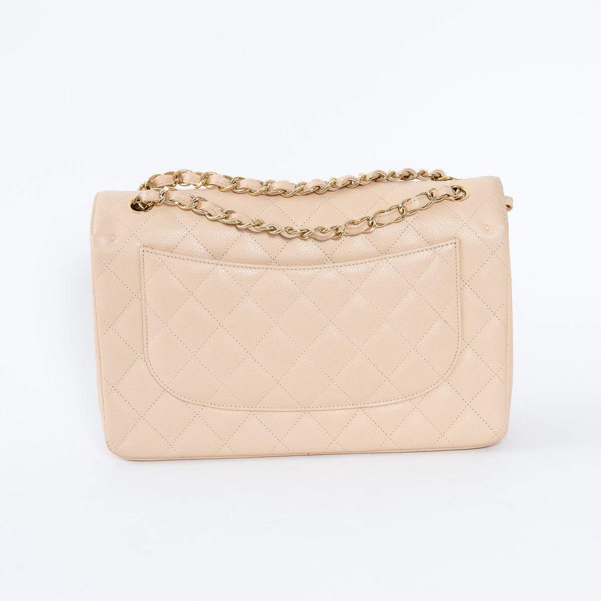 Pre-Loved Chanel™ Beige Pebbled Leather Double Flap Bags Large & Jumbo Size