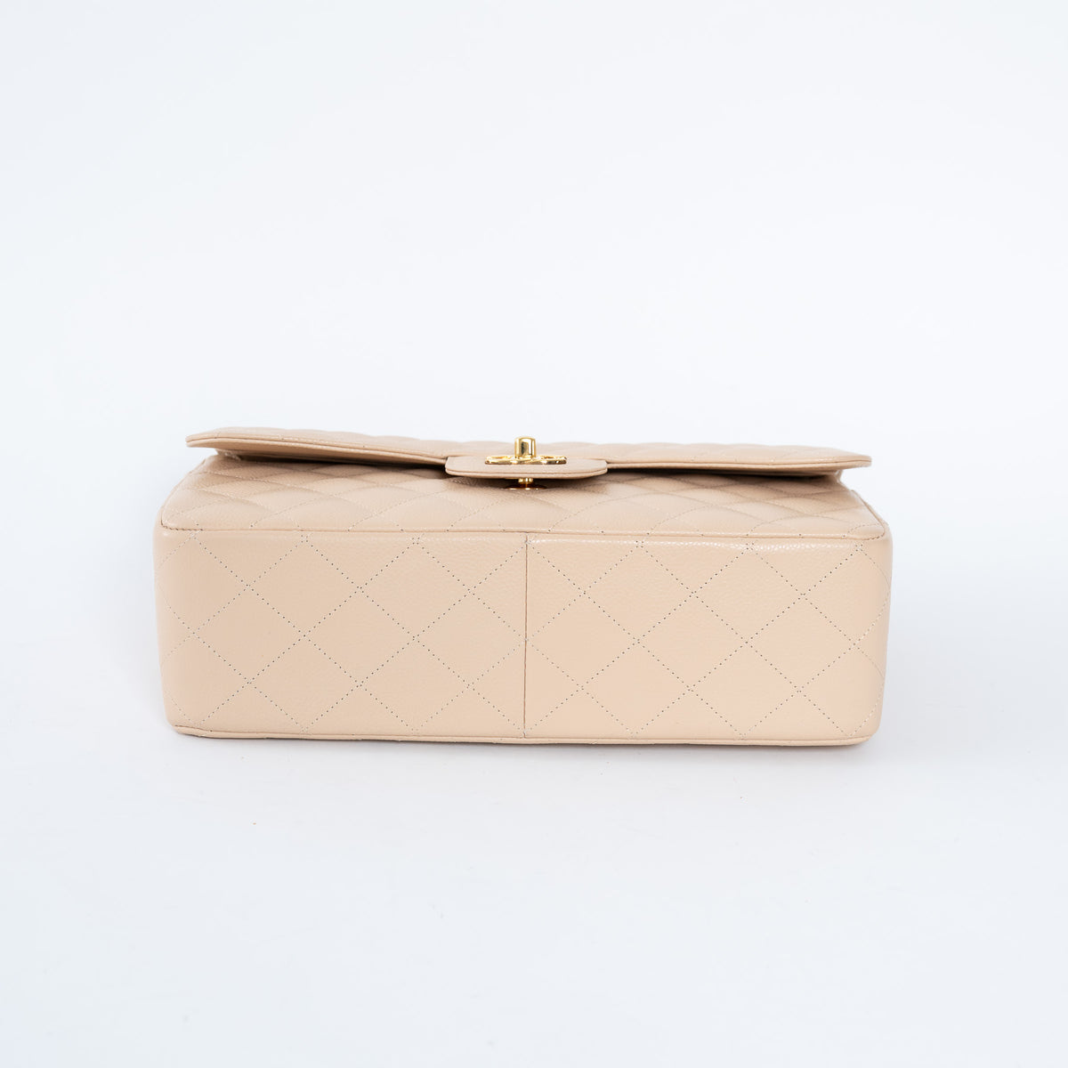 Pre-Loved Chanel™ Beige Pebbled Leather Double Flap Bags Large & Jumbo Size