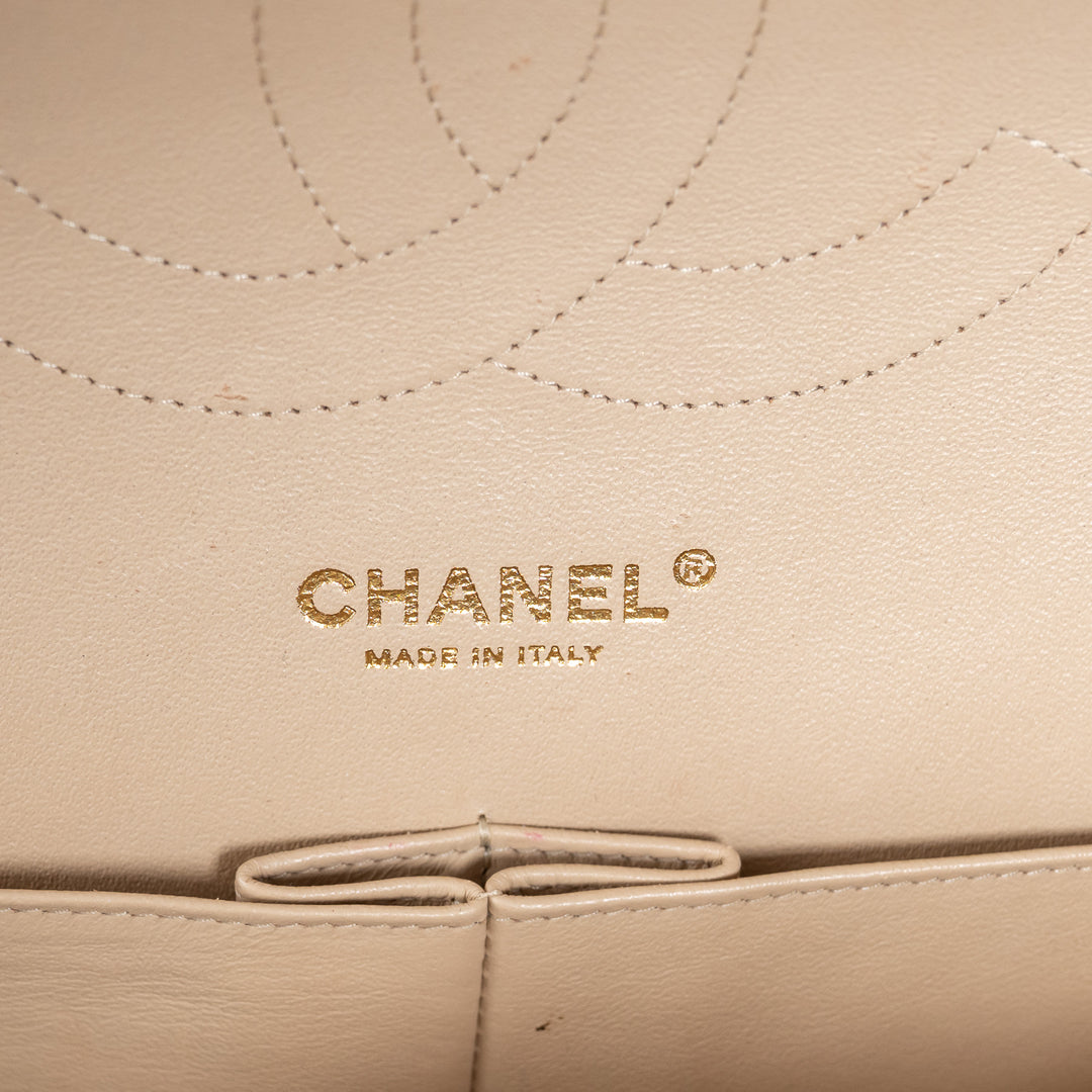 Pre-Loved Chanel™ Beige Caviar Leather Jumbo Double Flap Bag