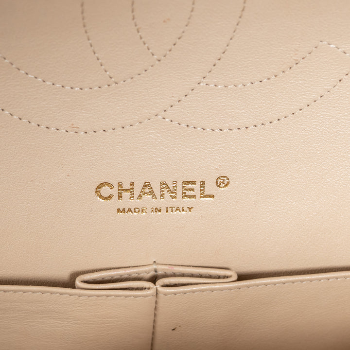 Pre-Loved Chanel™ Beige Caviar Leather Jumbo Double Flap Bag