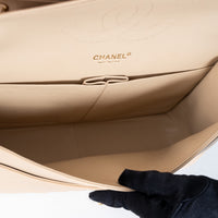 Pre-Loved Chanel™ Beige Pebbled Leather Double Flap Bags Large & Jumbo Size