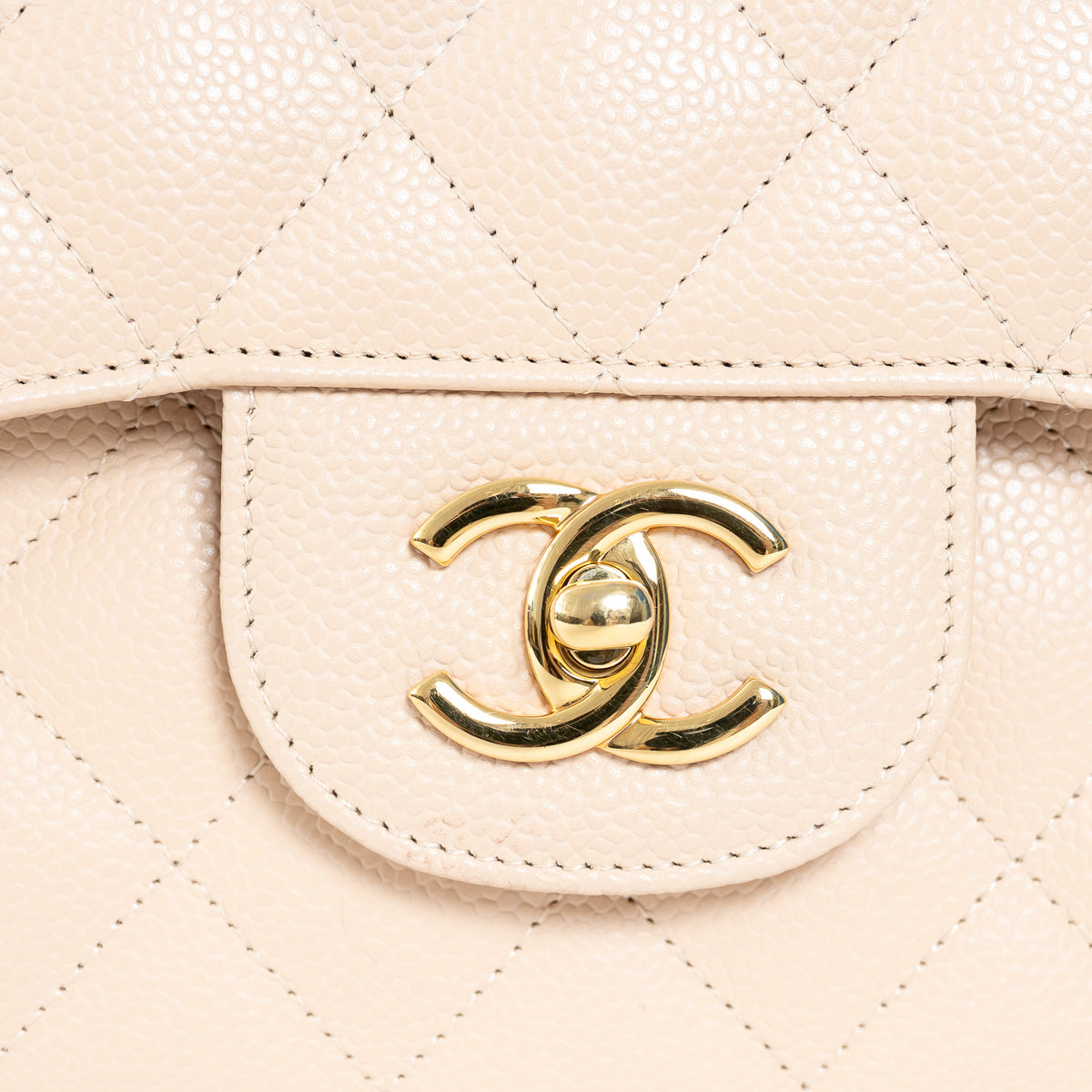 Pre-Loved Chanel™ Beige Pebbled Leather Double Flap Bags Large & Jumbo Size