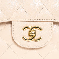 Pre-Loved Chanel™ Beige Pebbled Leather Double Flap Bags Large & Jumbo Size