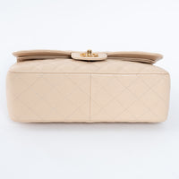 Pre-Loved Chanel™ Beige Pebbled Leather Double Flap Bags Large & Jumbo Size