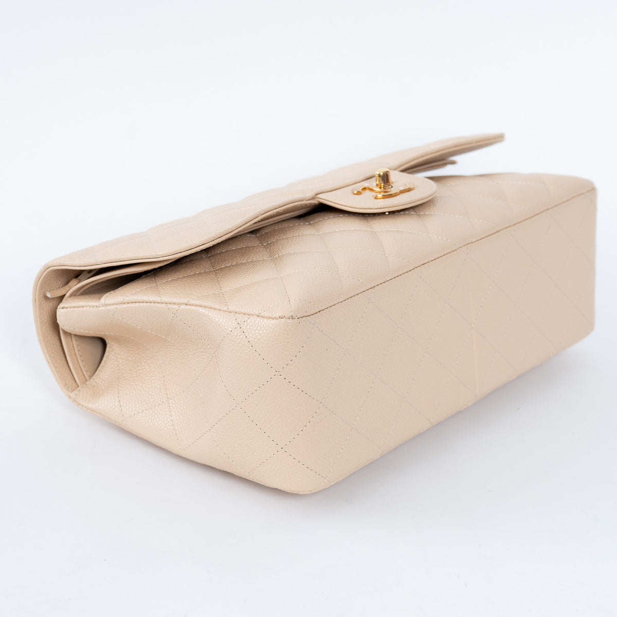 Pre-Loved Chanel™ Beige Pebbled Leather Double Flap Bags Large & Jumbo Size