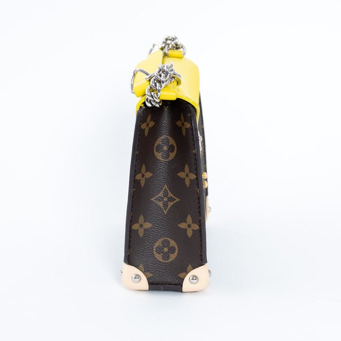 Louis Vuitton Yellow Leather and Monogram Canvas Tribal Mask Pochette PM Size