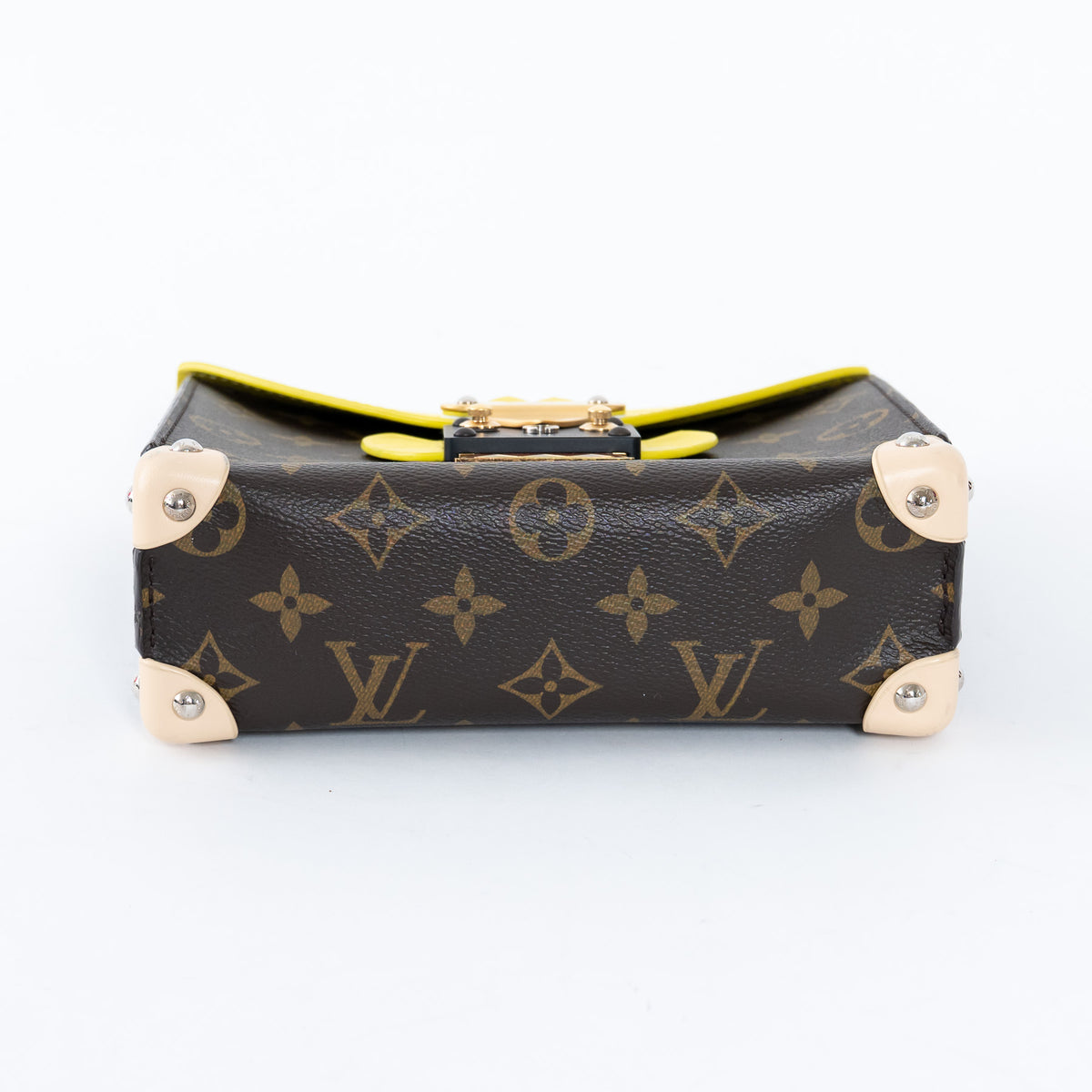 Louis Vuitton Yellow Leather and Monogram Canvas Tribal Mask Pochette PM Size