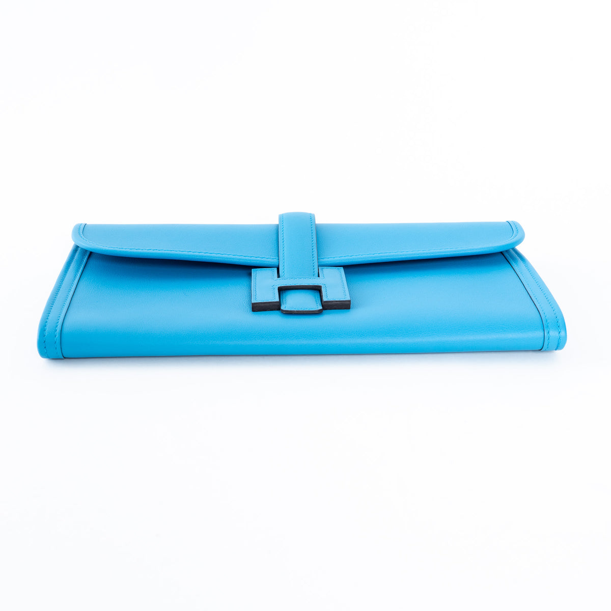 Hermes Blue Swift Leather Jige Elan Clutch 29