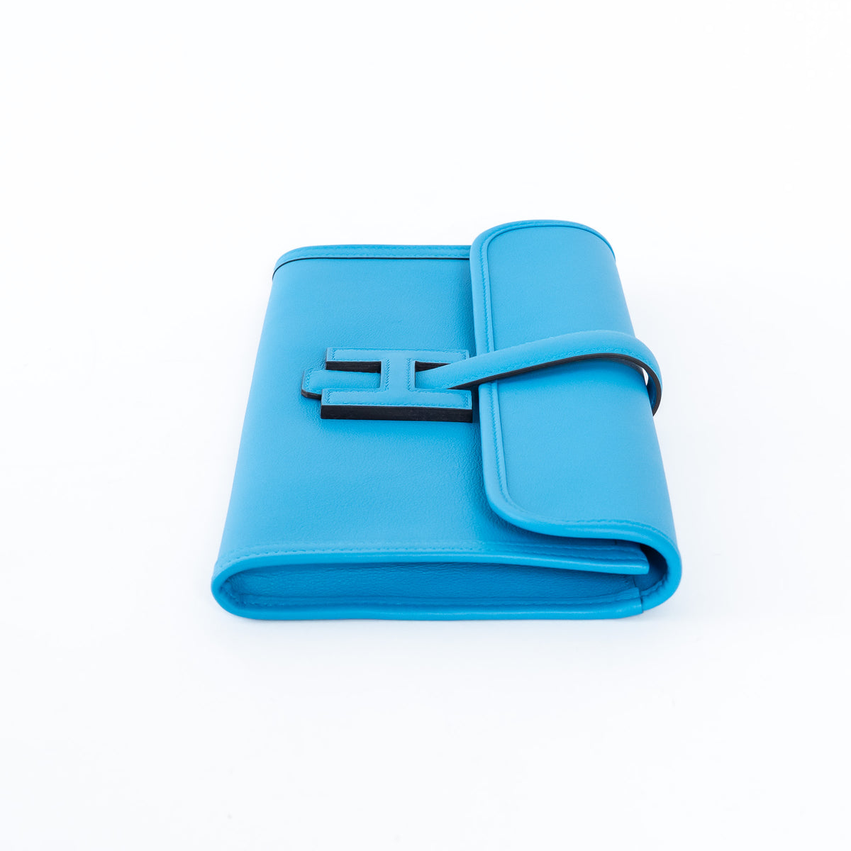 Hermes Blue Swift Leather Jige Elan Clutch 29