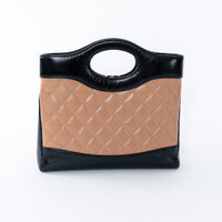 Pre-Loved Chanel™ Tan & Black Shiny Calfskin Leather Mini 31 Handbag