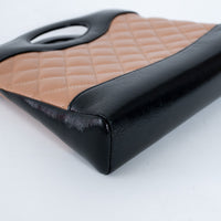 Pre-Loved Chanel™ Tan & Black Shiny Calfskin Leather Mini 31 Handbag