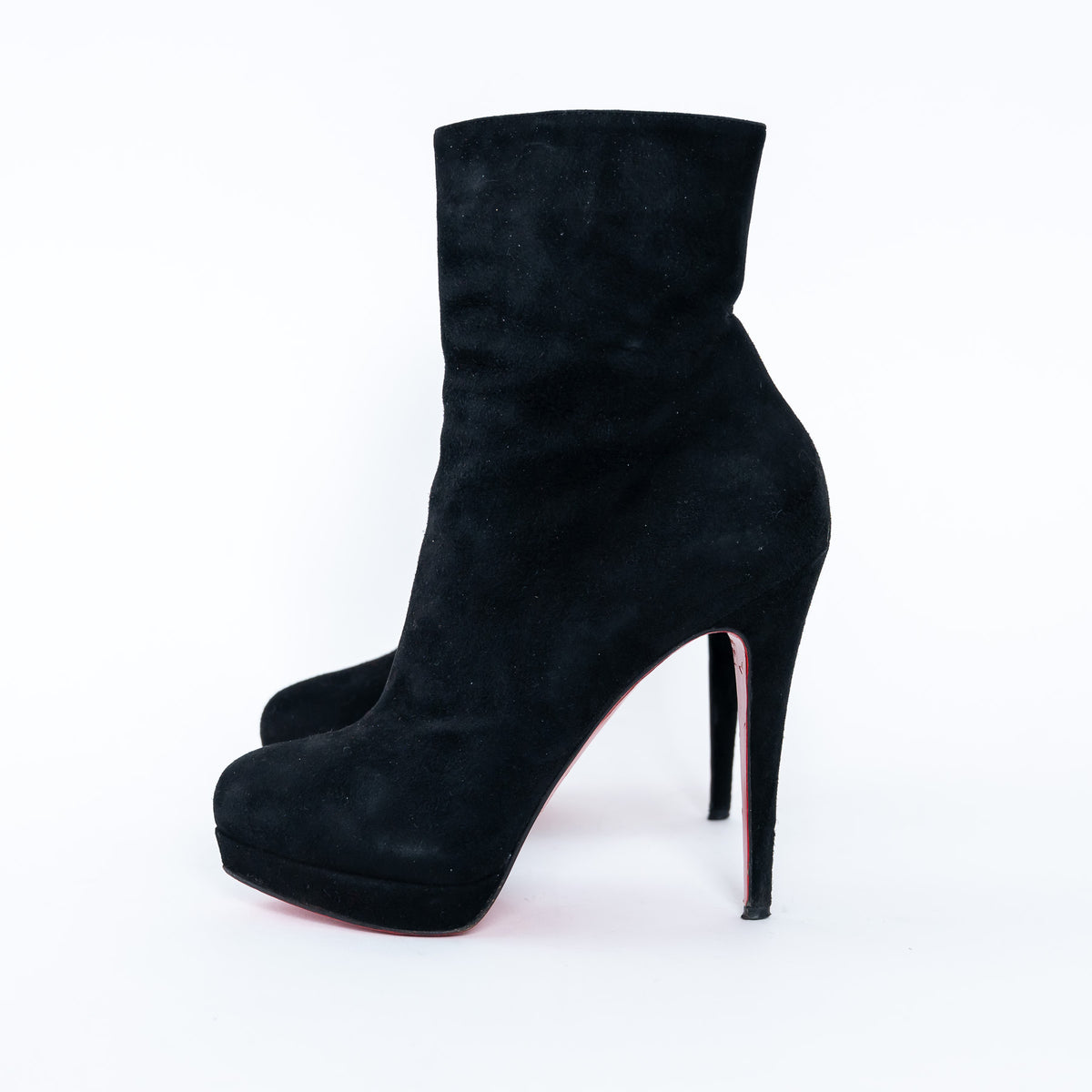 Louboutin Black Suede Platform Heeled Boots Size 38