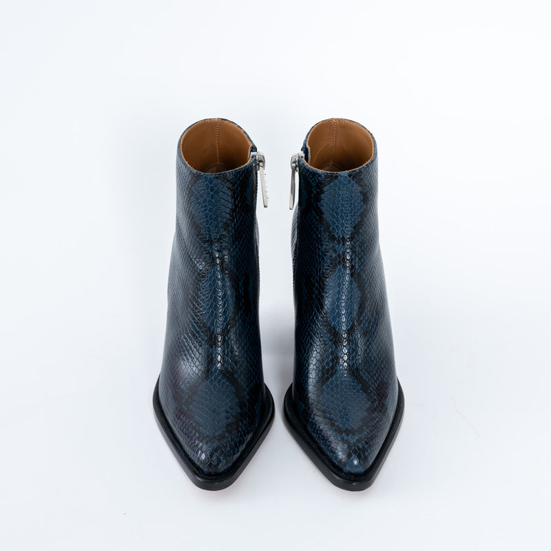 Chloe Python Embossed Black and Blue Ankle Boots Size 36.5