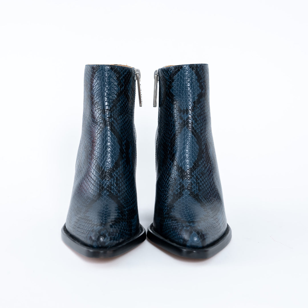 Chloe Python Embossed Black and Blue Ankle Boots Size 36.5