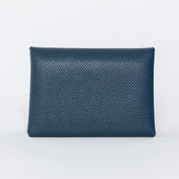 Hermes Bleu de Prusse & Vert Fizz Epsom Leather Calvi Verso Cardholder