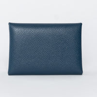 Hermes Bleu de Prusse & Vert Fizz Epsom Leather Calvi Verso Cardholder