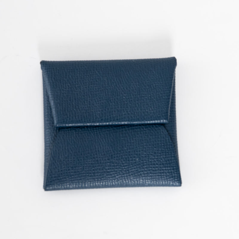 Hermes Navy Blue Epsom Leather Bastia Change Purse