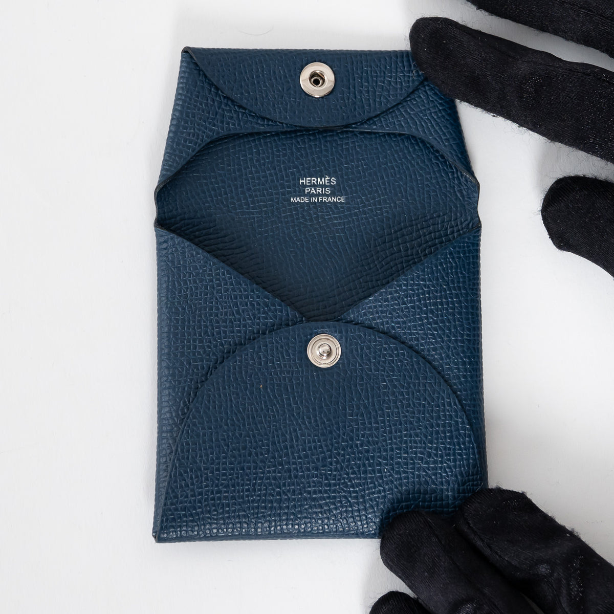 Hermes Navy Blue Epsom Leather Bastia Change Purse