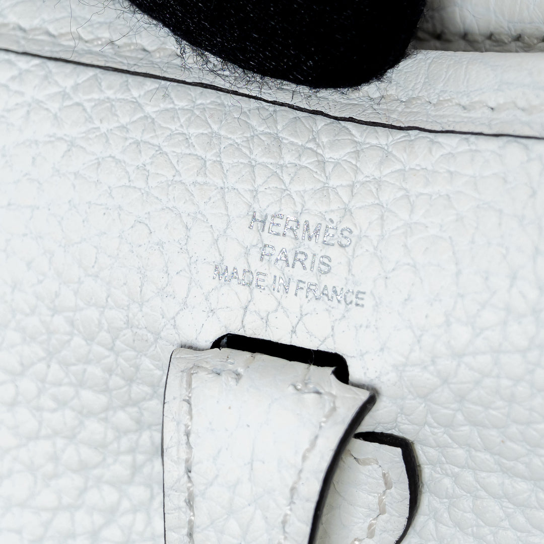 Hermes New White Clemence Leather Mini Evelyne 16