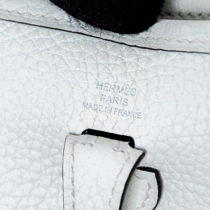Hermes New White Clemence Leather Mini Evelyne 16