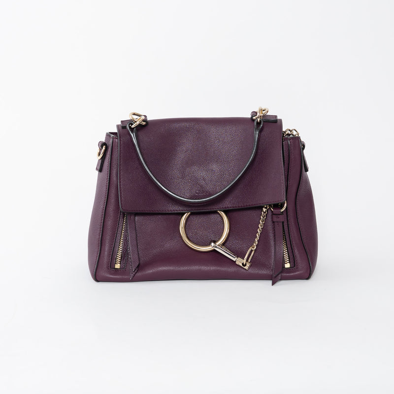 Chloe Deep Purple Calfskin Leather Medium Faye Day Bag