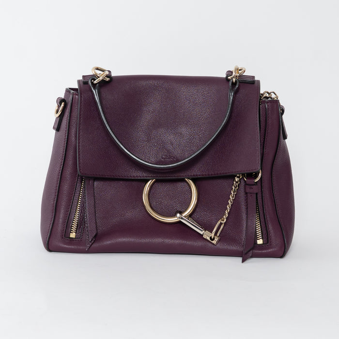 Chloe Deep Purple Calfskin Leather Medium Faye Day Bag
