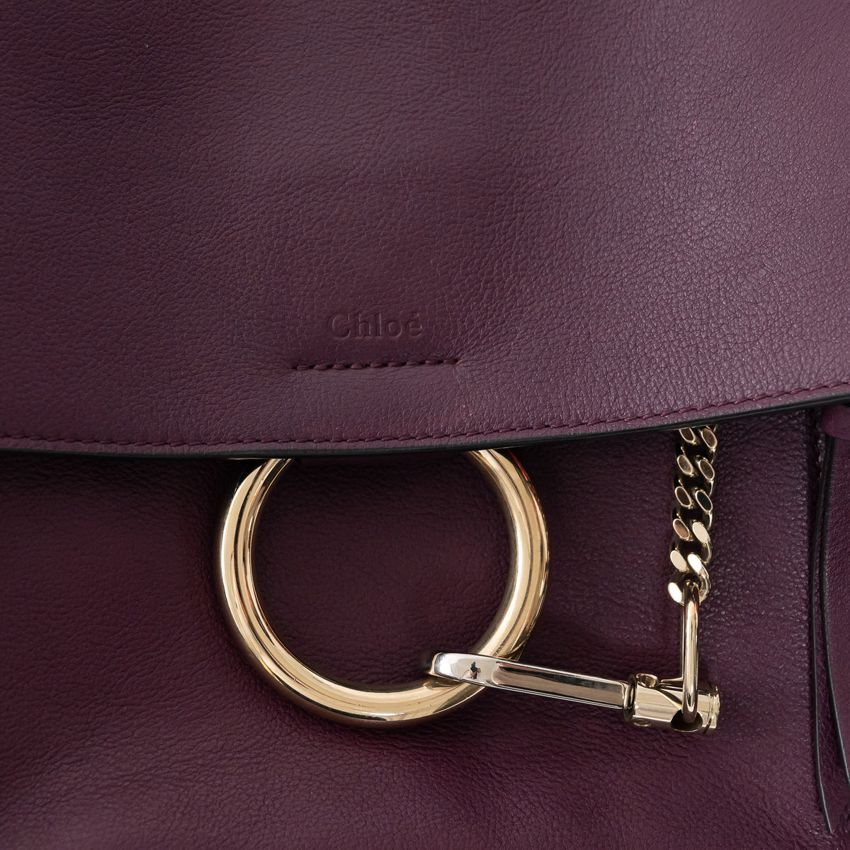 Chloe Deep Purple Calfskin Leather Medium Faye Day Bag