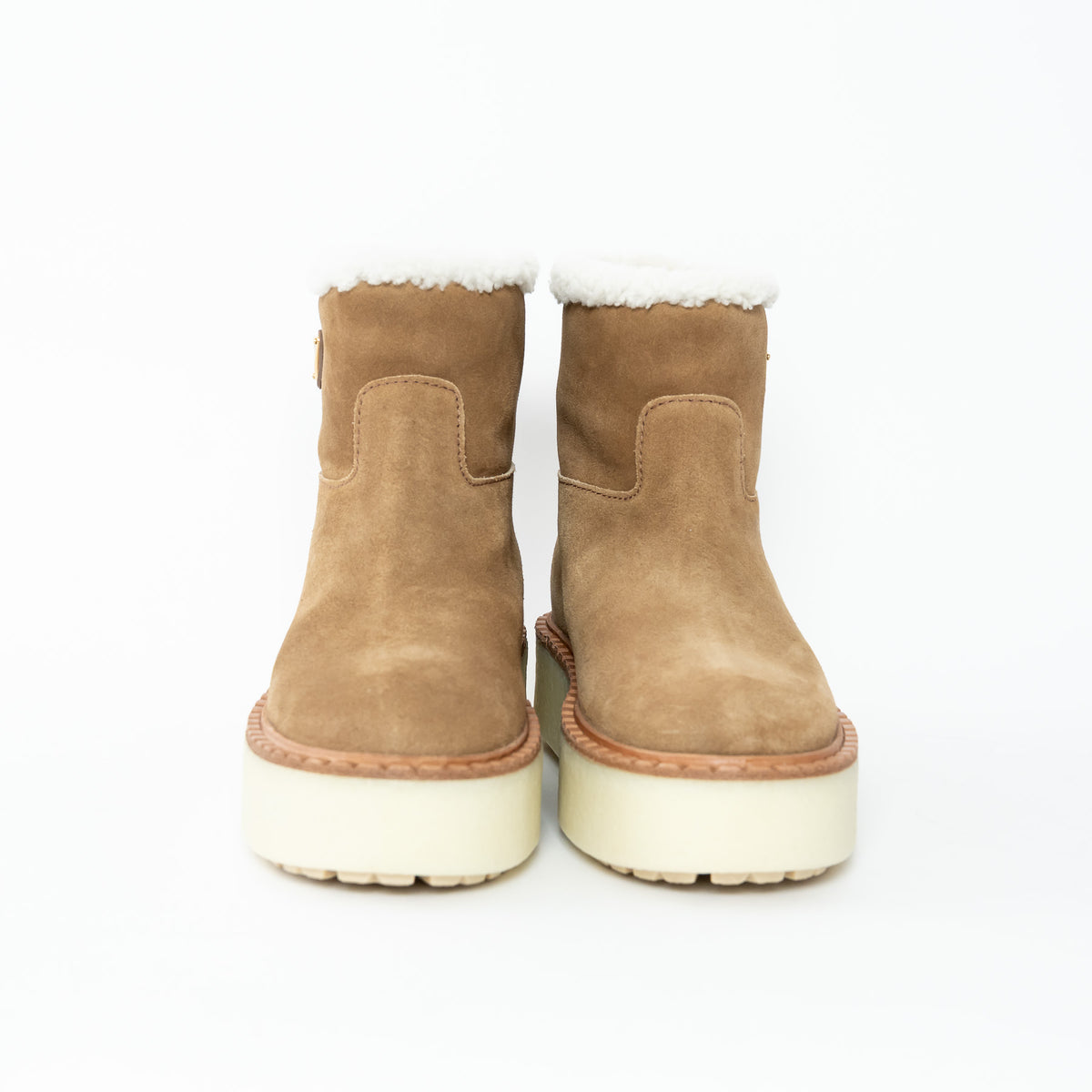 Prada Cinnamon Suede Shearling Boots Size 37