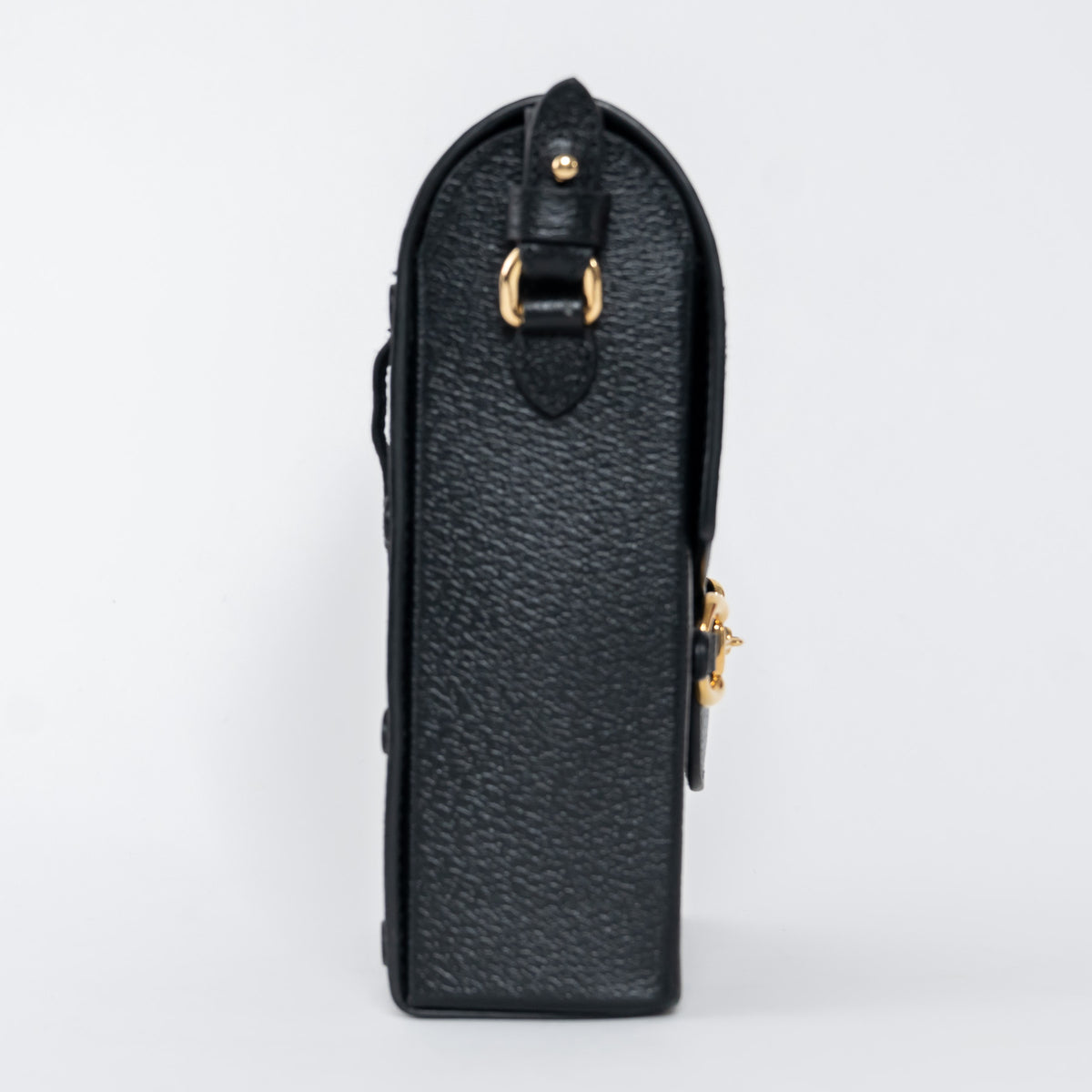Gucci Black Grained Leather Horsebit 1955 Vertical Crossbody Bag