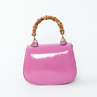 Gucci Pink Patent Leather Bamboo 1947 Mini Top Handle Handbag