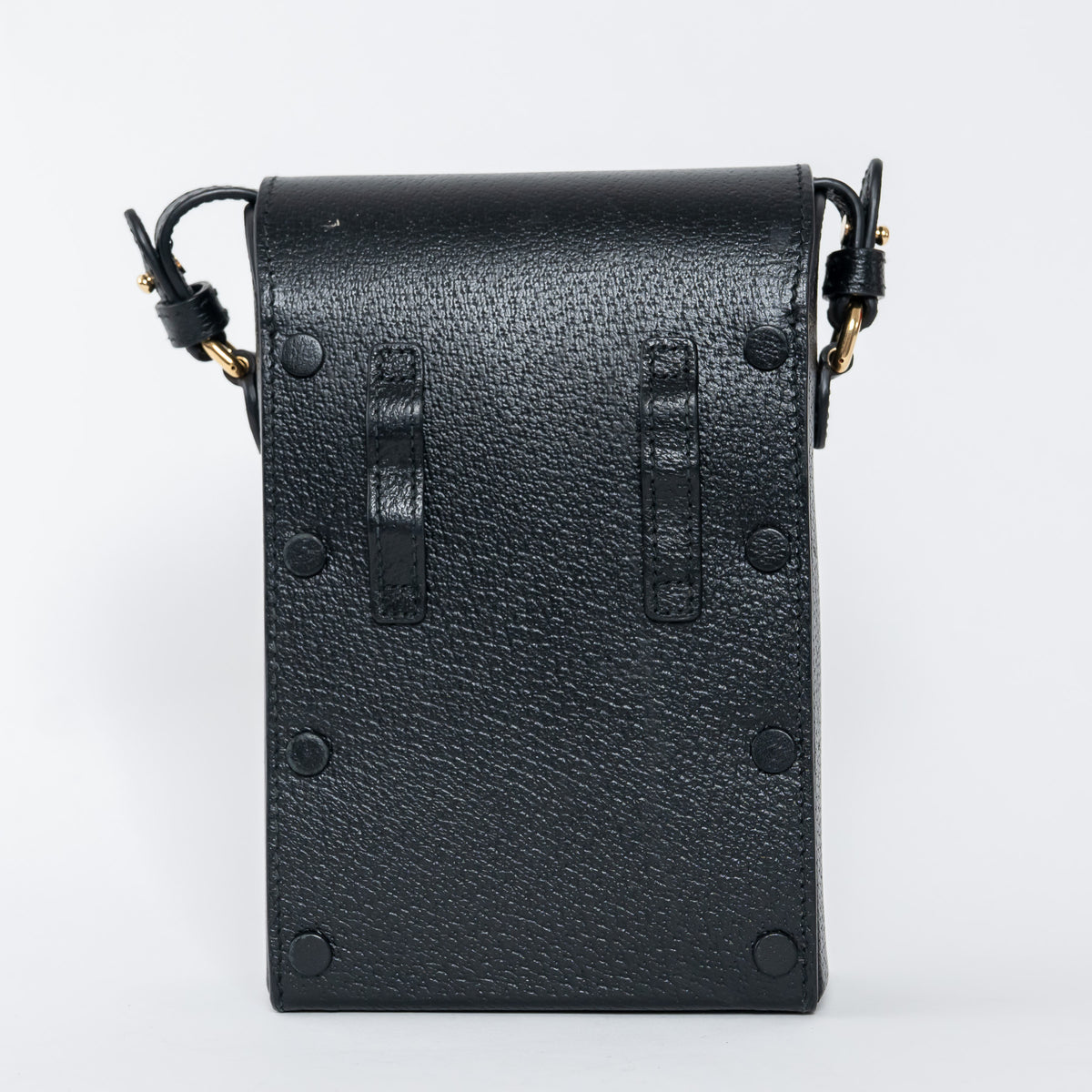Gucci Black Grained Leather Horsebit 1955 Vertical Crossbody Bag