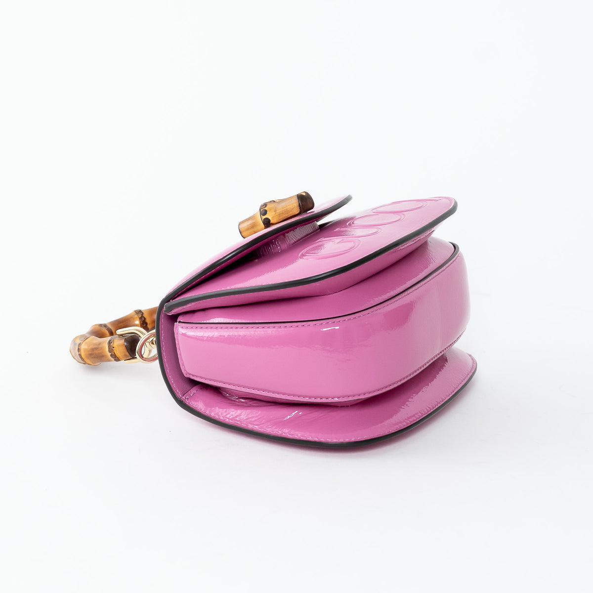 Gucci Pink Patent Leather Bamboo 1947 Mini Top Handle Handbag