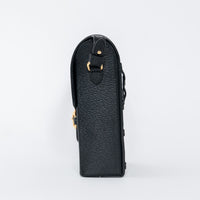 Gucci Black Grained Leather Horsebit 1955 Vertical Crossbody Bag
