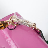 Gucci Pink Patent Leather Bamboo 1947 Mini Top Handle Handbag