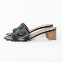 Hermes Black Calfskin Leather Oasis Sandals Size 39