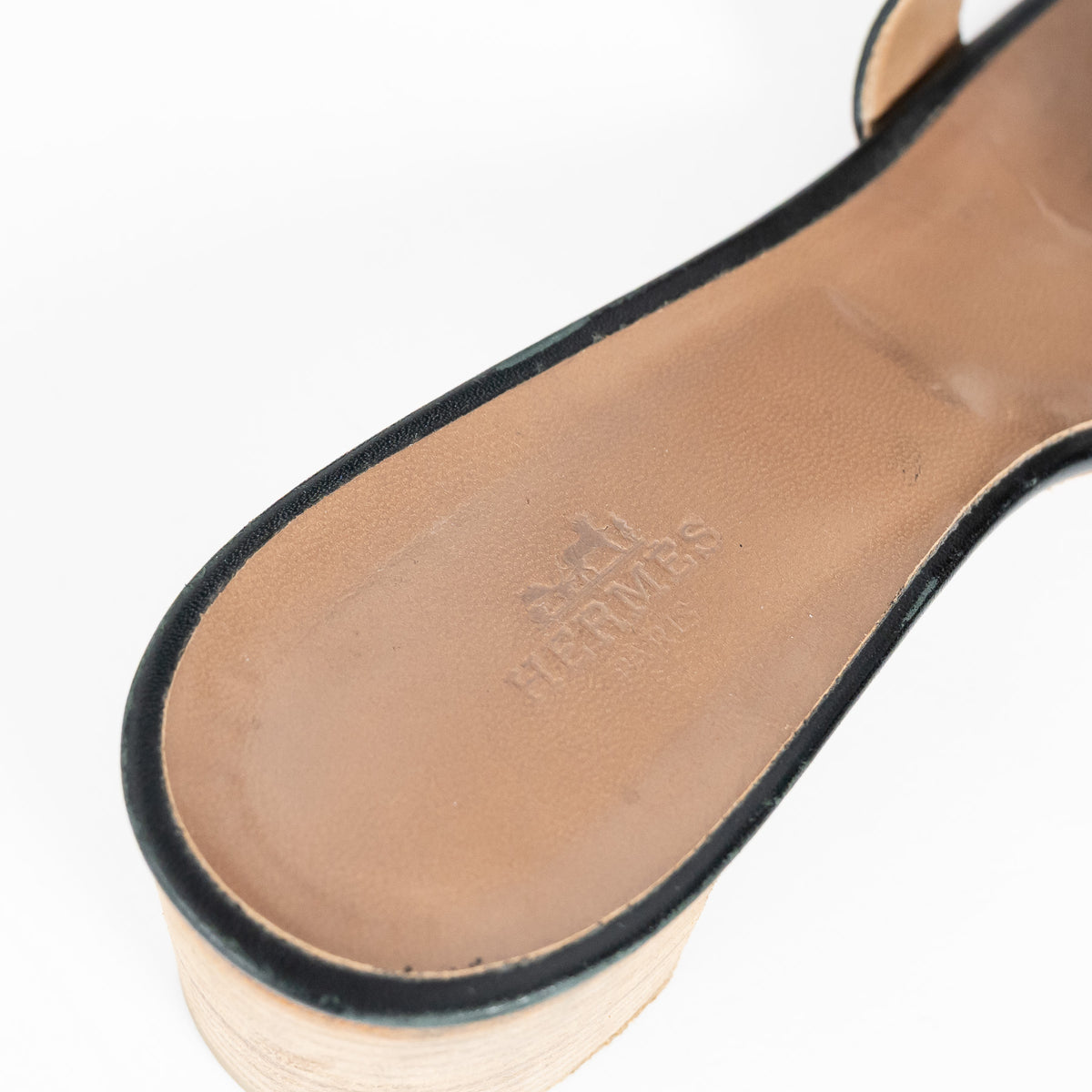 Hermes Black Calfskin Leather Oasis Sandals Size 39