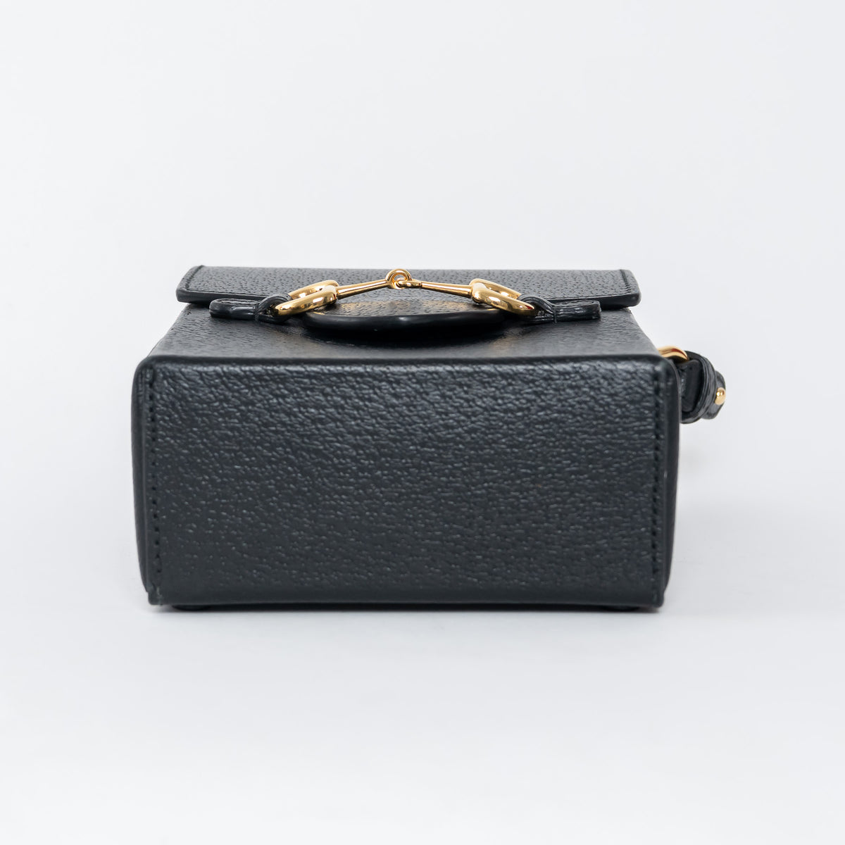 Gucci Black Grained Leather Horsebit 1955 Vertical Crossbody Bag