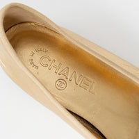 Pre-Loved Chanel™ Metallic Gold Laminated Lambskin Leather Ballet Flats Size 39