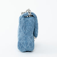 Pre-Loved Chanel™ Blue Camelia Denim Mini Sweetheart Crush Flap Bag