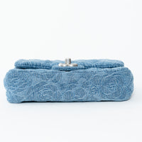 Pre-Loved Chanel™ Blue Camelia Denim Mini Sweetheart Crush Flap Bag