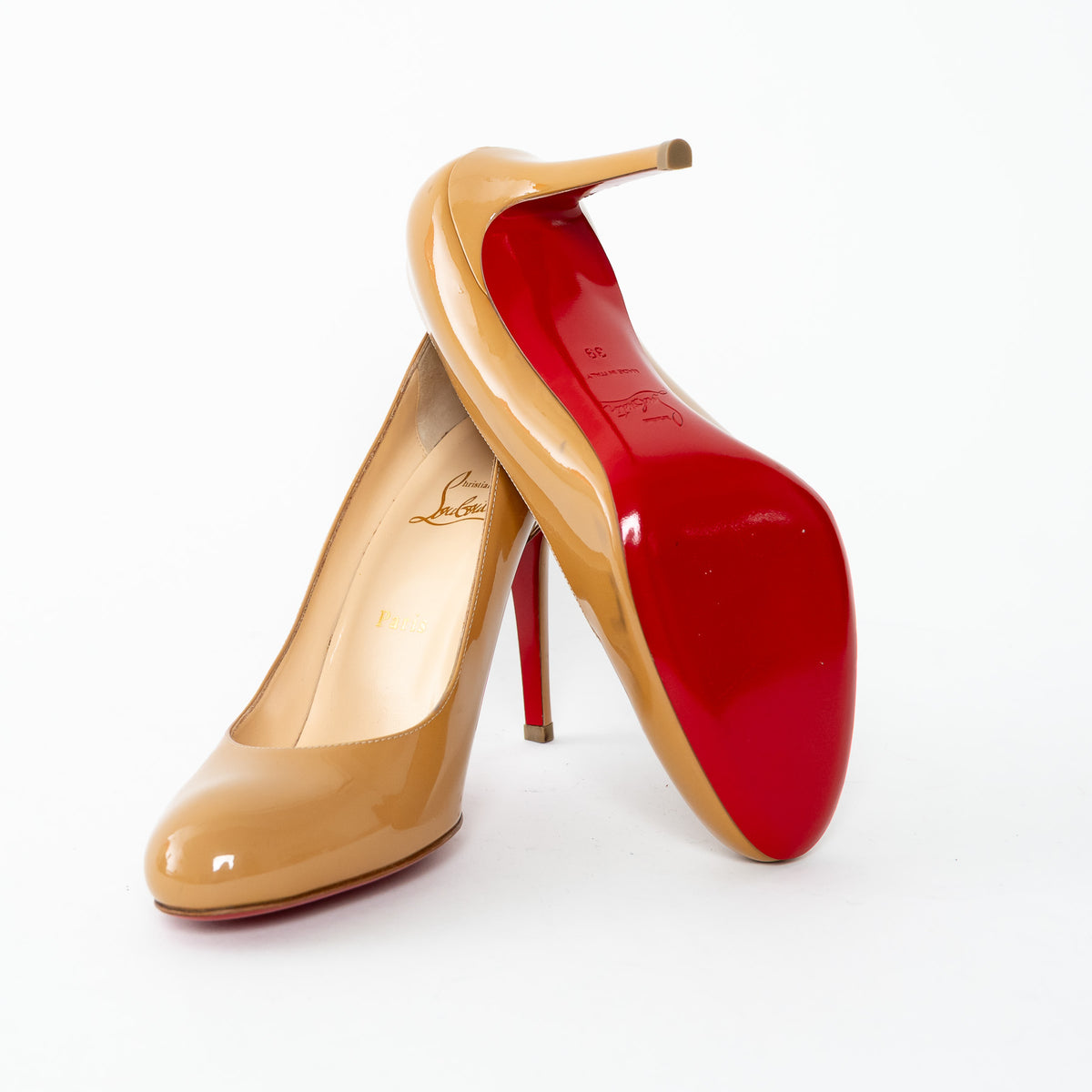 Christian Louboutin Beige Patent Leather Pumps Size 39