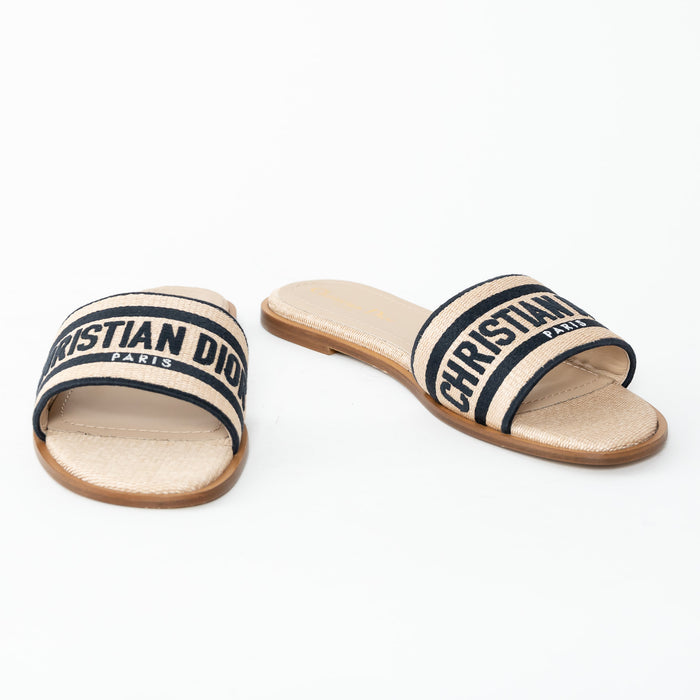 Christian Dior Natural Raffia Dway Sandals Size 40