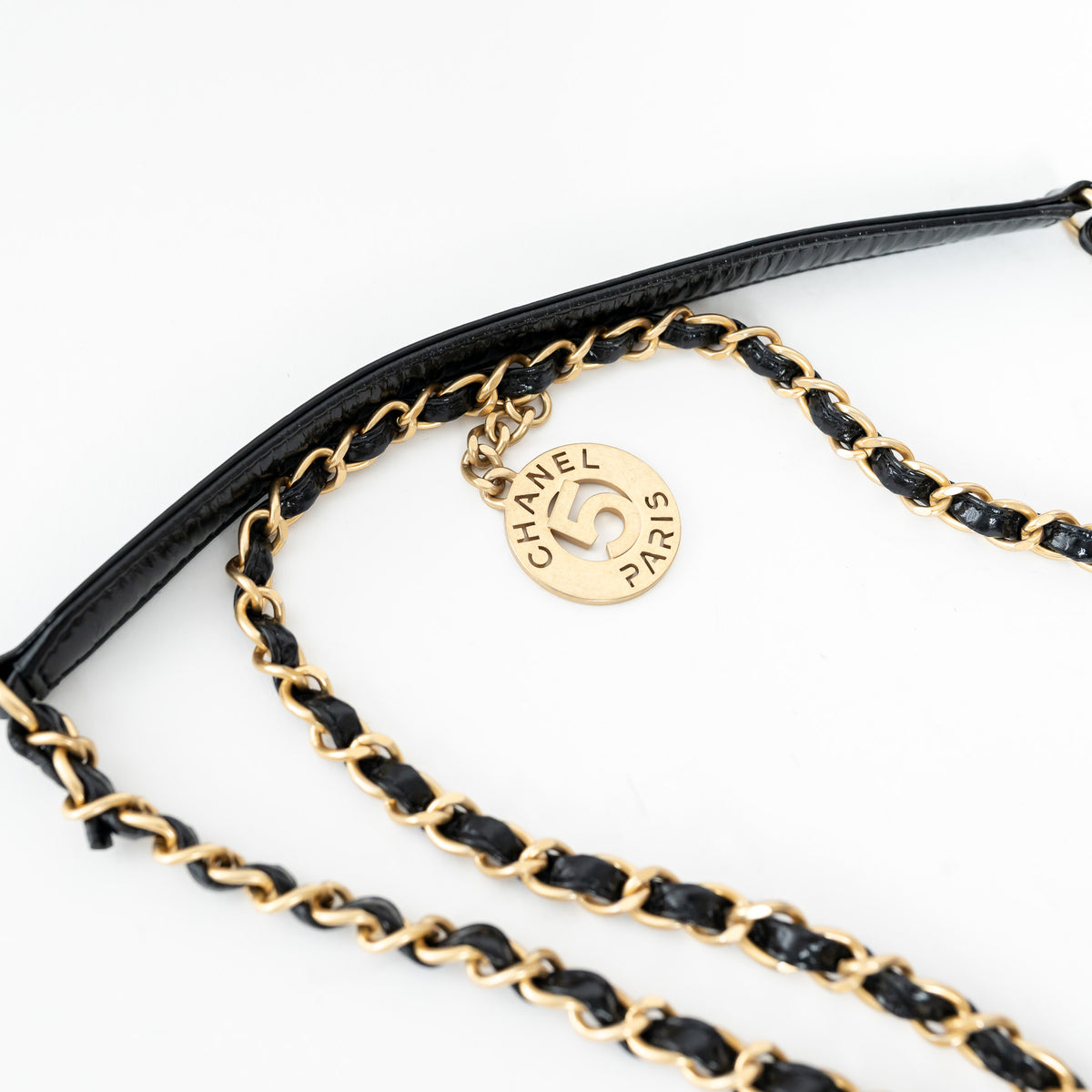 Pre-Loved Chanel™ Black Shiny Aged Calfskin Leather Small Wave Hobo Bag