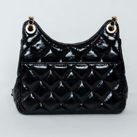 Pre-Loved Chanel™ Black Shiny Aged Calfskin Leather Small Wave Hobo Bag
