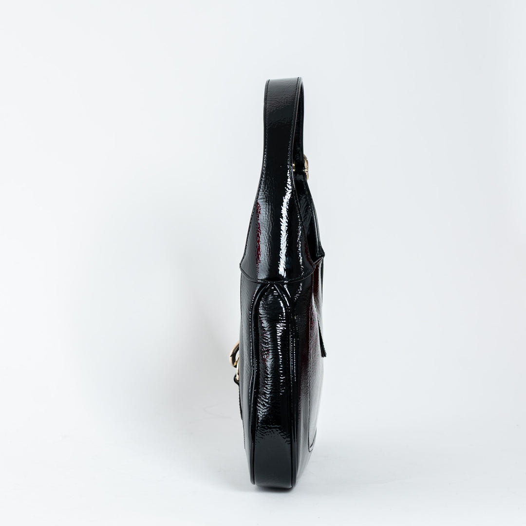 Gucci Black Patent Leather Medium Jackie 1961 Shoulder Bag