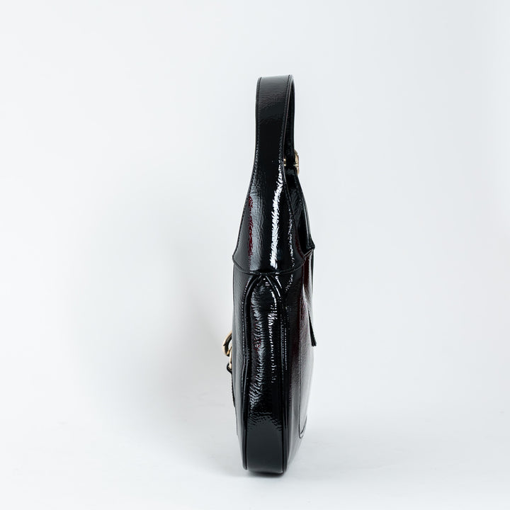 Gucci Black Patent Leather Medium Jackie 1961 Shoulder Bag
