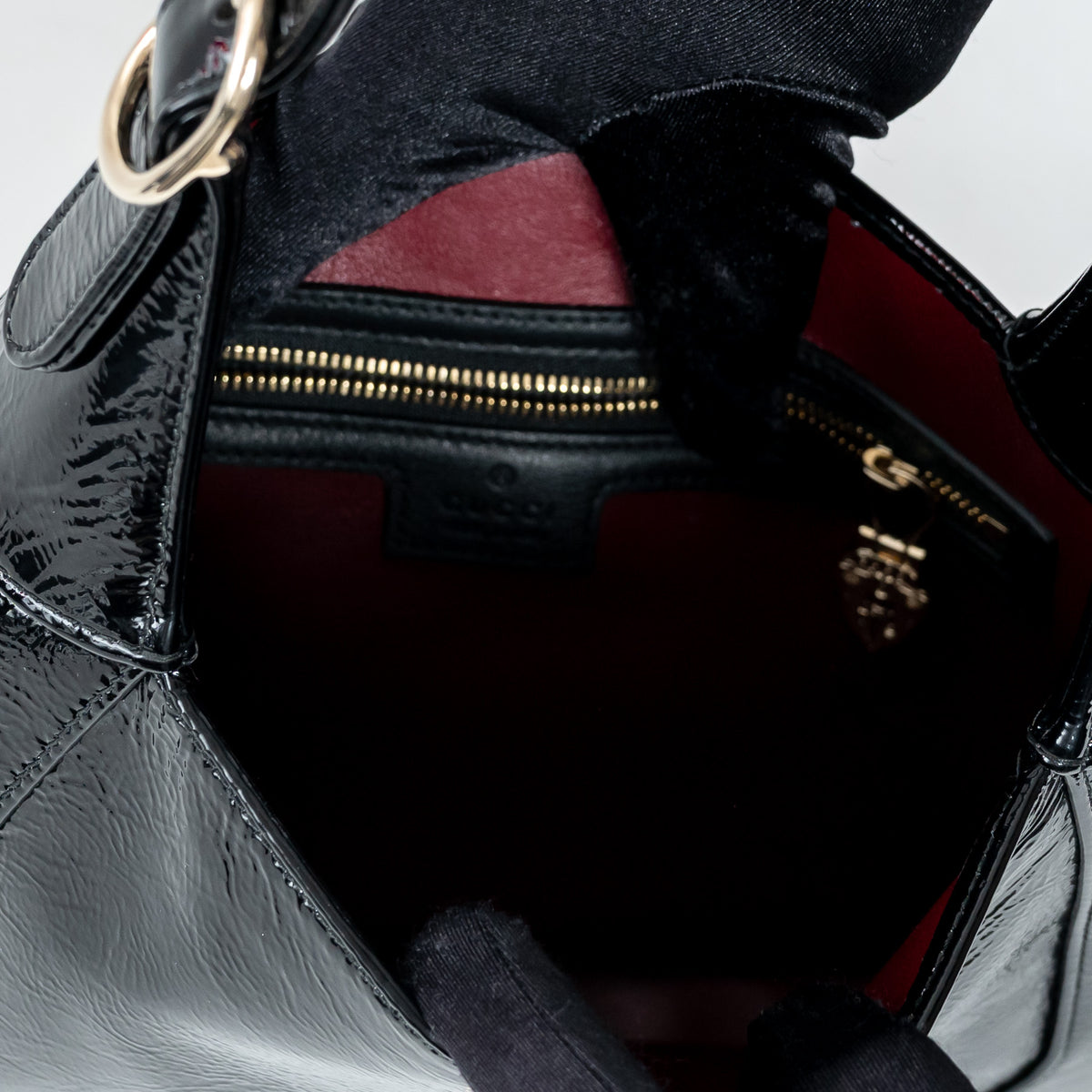 Gucci Black Patent Leather Medium Jackie 1961 Shoulder Bag