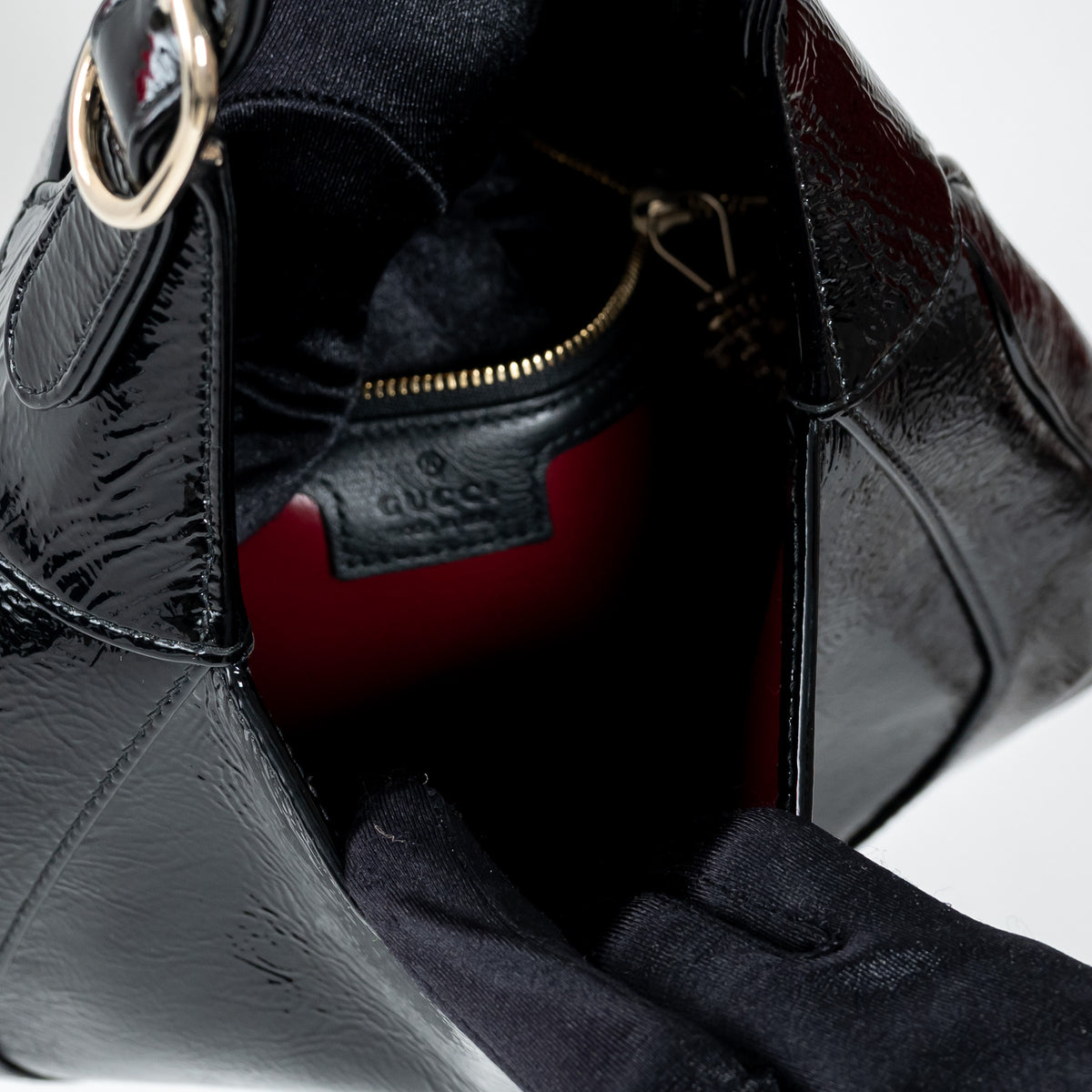 Gucci Black Patent Leather Medium Jackie 1961 Shoulder Bag