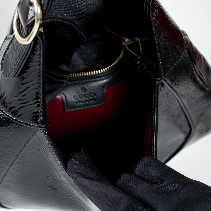 Gucci Black Patent Leather Medium Jackie 1961 Shoulder Bag